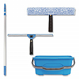 Pro Window Washing Kit with 14" Wide Blade Squeegee, Washer, 6 ft Telescopic Pole and 3 gal Heavy-Duty Bucket (GRI137B6F14)