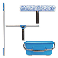 Pro Window Washing Kit with 14" Wide Blade Squeegee, Washer, 6 ft Telescopic Pole and 3 gal Heavy-Duty Bucket (GRI137B6F14)