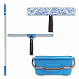 Pro Window Washing Kit with 14" Wide Blade Squeegee, Washer, 6 ft Telescopic Pole and 3 gal Heavy-Duty Bucket, 3/Kit (GRI137B6F143)