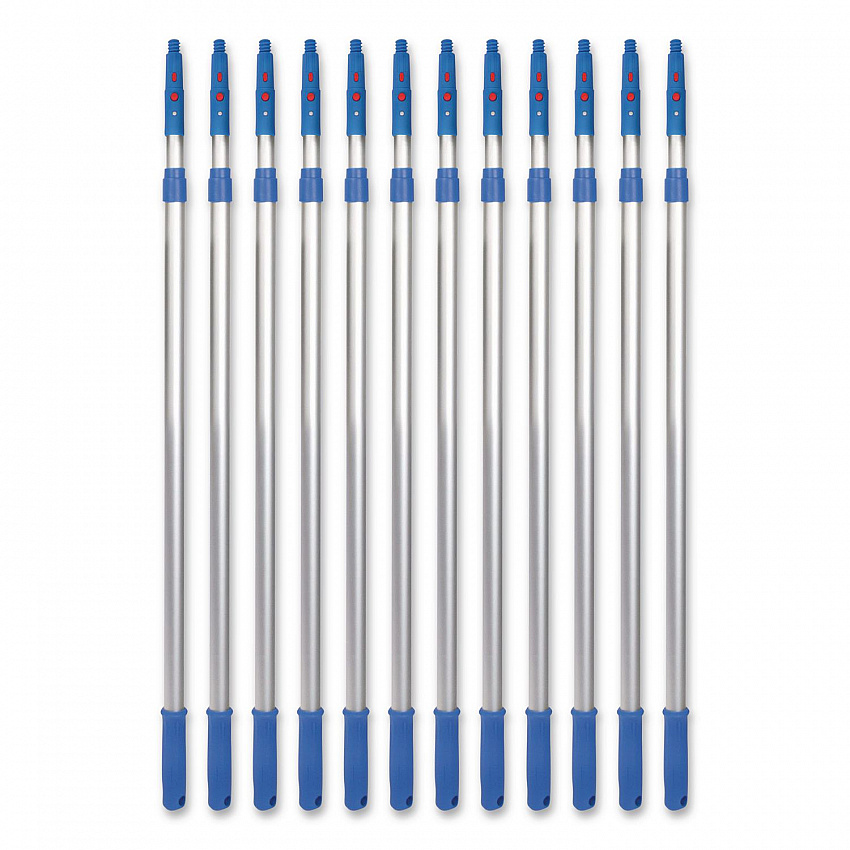 6 ft Telescopic Aluminum Extension Pole with Click/Lock Adapter Cone, 3.5 ft to 6 ft, Blue/Silver, 12/Carton (GRI1066F12PK)