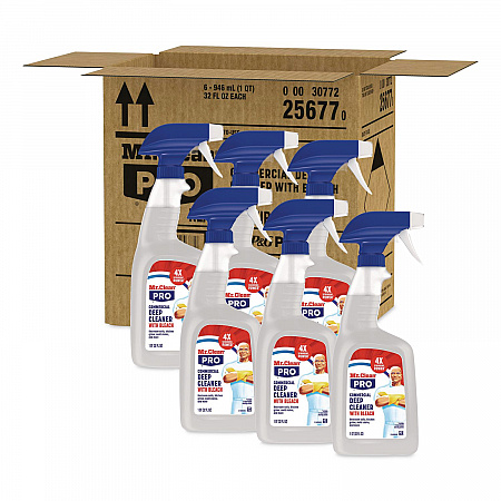 Commercial Deep Cleaner with Bleach, Unscented, 32 oz Spray Bottle, 6/Carton (25677)