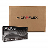MICROFLEX Onyx N64 Exam Gloves, Powder-Free, AQL 1.5, 2X-Large (Size 10), 3.5 mil Thick, 9.6" Long, Black, 100/Box, 10/Carton (N645)