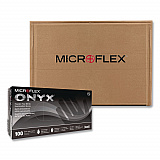 MICROFLEX Onyx N64 Exam Gloves, Powder-Free, AQL 1.5, Small (Size 6), 3.5 mil Thick, 9.6" Long, Black, 100/Box,10/Carton (N641)