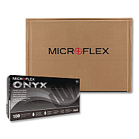 MICROFLEX Onyx N64 Exam Gloves, Powder-Free, AQL 1.5, Small (Size 6), 3.5 mil Thick, 9.6" Long, Black, 100/Box,10/Carton (N641)