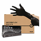 MICROFLEX Onyx N64 Exam Gloves, Powder-Free, AQL 1.5, Medium (Size 7), 3.5 mil Thick, 9.6" Long, Black, 100/Box, 10/Carton (N642)