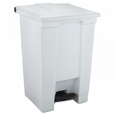 Indoor Utility Step-On Waste Container, 12 gal, Plastic, White (6144WHI)