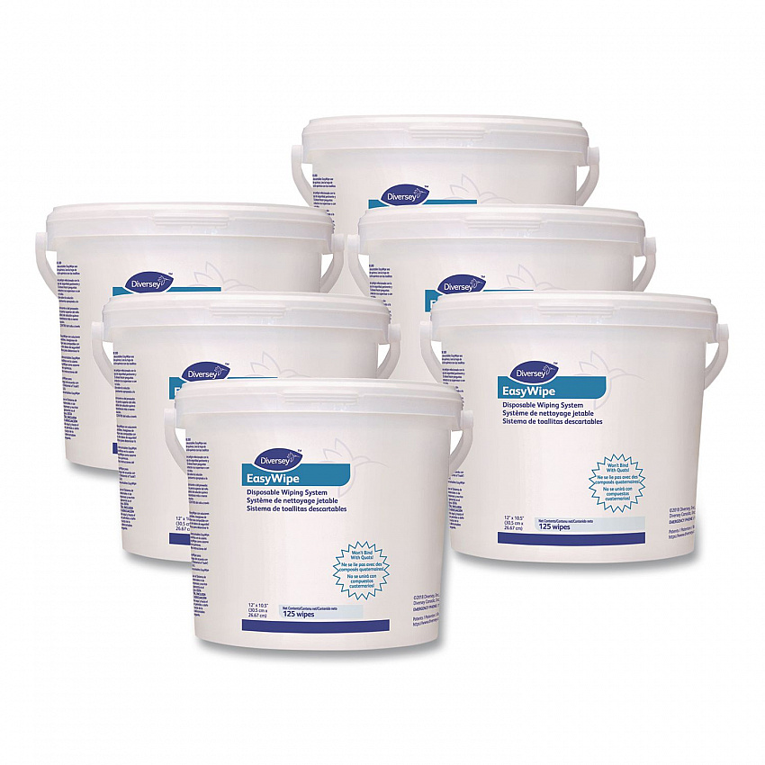 Easywipe Disposable Wiping Refill, 8.63 x 24.88, White, 125/Bucket, 6/Carton (5768748)