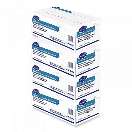 Dry Wipe Disposable Wiping System, 1-Ply, 6 x 8, Unscented, White, 500/Box, 4 Boxes/Carton (D1228884)