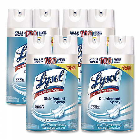 Disinfectant Spray, Crisp Linen Scent, 19 oz Aerosol Spray, 2/Pack, 4 Packs/Carton (99608CT)