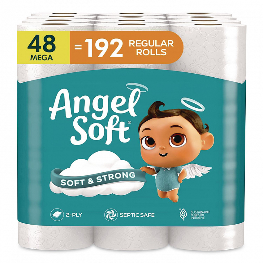 Mega Toilet Paper, Septic Safe, 2-Ply, White, 320 Sheets/Roll, 48 Rolls/Pack (7940350)