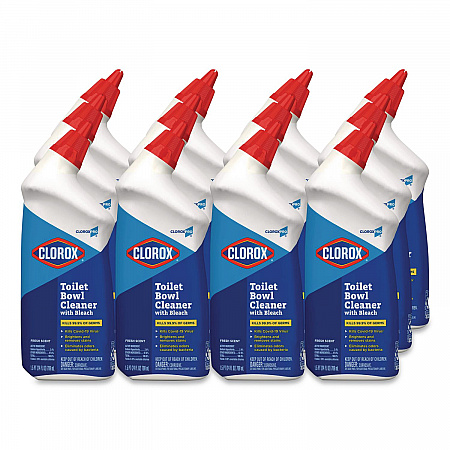 Clorox Pro Toilet Bowl Cleaner with Bleach, Fresh Scent, 24 oz Bottle, 12/Carton (00031CT)
