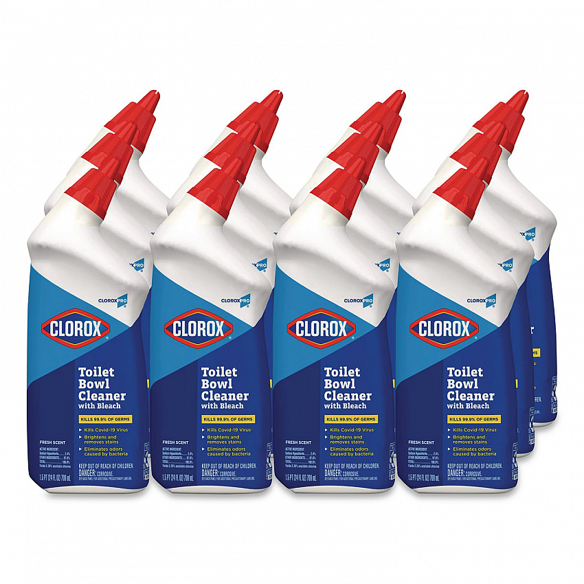 Clorox Pro Toilet Bowl Cleaner with Bleach, Fresh Scent, 24 oz Bottle, 12/Carton (00031CT)