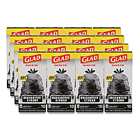 Large Quick-Tie Trash Bags, Tie-Flap, 30 gal, 0.81 mil, 30 x 33, Black, 10 Bags/Box, 12 Boxes/Carton (00079CT)