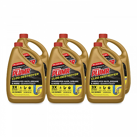 Pro-Strength Full Clog Destroyer Plus PipeGuard, Gel, 80 oz Bottle, 6/Carton (00228CT)