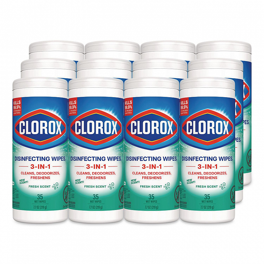 Disinfecting Wipes, Bleach Free Cleaning Wipes, 1-Ply, 7 x 8, Fresh Scent, White, 35/Canister, 12 Canisters/Carton (01593CT)