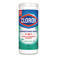 Disinfecting Wipes, Bleach Free Cleaning Wipes, 1-Ply, 7 x 8, Fresh Scent, White, 35/Canister (01593EA)