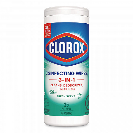 Disinfecting Wipes, Bleach Free Cleaning Wipes, 1-Ply, 7 x 8, Fresh Scent, White, 35/Canister (01593EA)