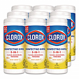 Disinfecting Wipes, Bleach Free Cleaning Wipes, 1-Ply, 7 x 8, Crisp Lemon, White, 35/Canister, 12 Canisters/Carton (01594CT)