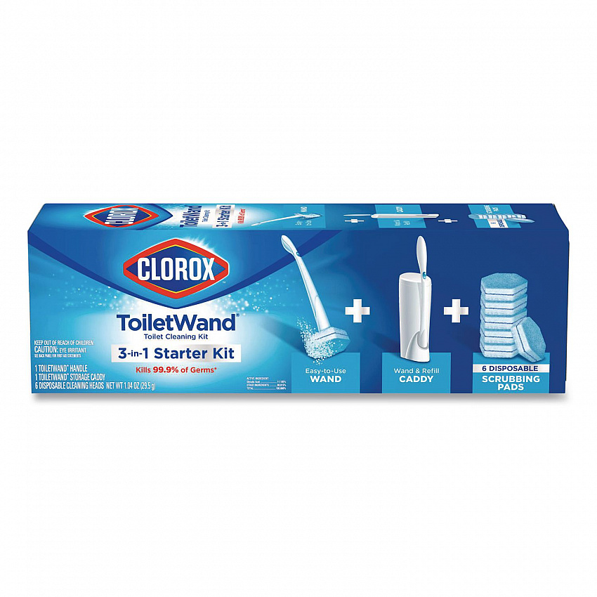 ToiletWand Disposable Toilet Cleaning System: Handle, Caddy and Refills, White (03191)