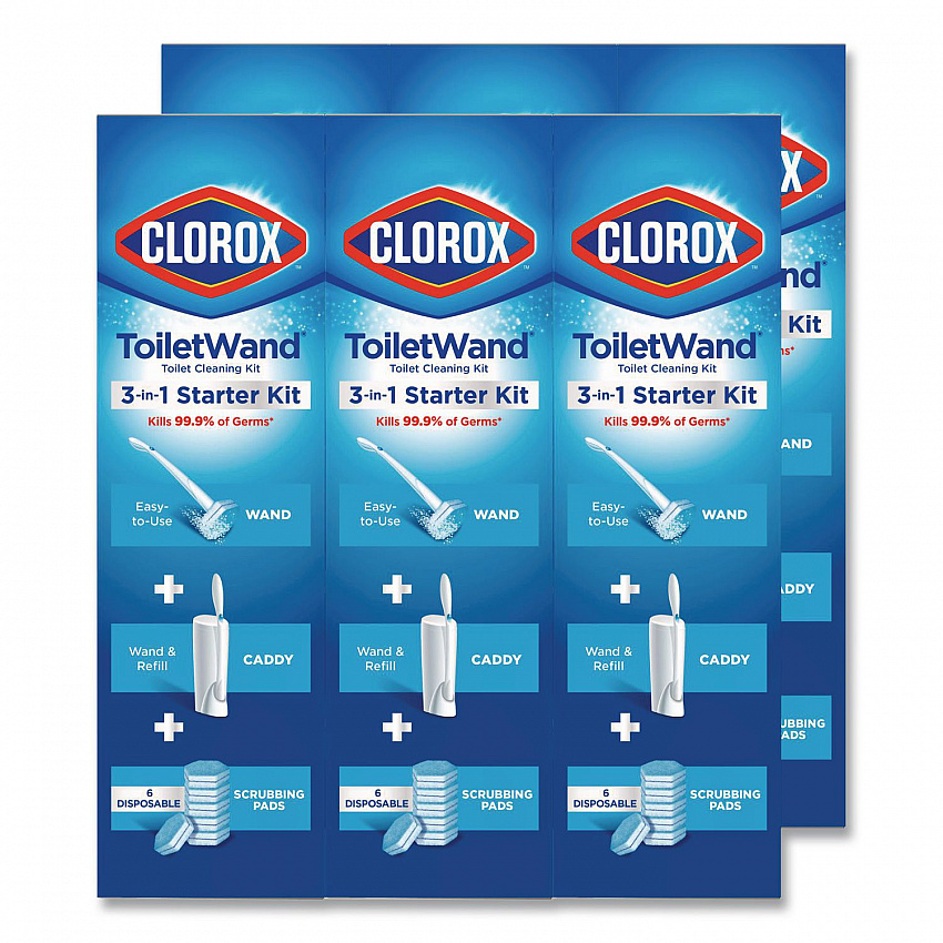 ToiletWand Disposable Toilet Cleaning System: Handle, Caddy and Refills, White, 6/Carton (03191CT)