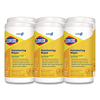 CloroxPro Disinfecting Wipes, 1-Ply, 7 x 8, Lemon Fresh, White, 75/Canister, 6/Carton (15948CT)