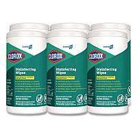 CloroxPro Disinfecting Wipes, 1-Ply, Fresh Scent, 7 x 8, White, 75/Canister, 6 Canisters/Carton (15949CT)