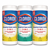 Disinfecting Wipes, 1-Ply, 7 x 8, (1) Fresh Scent/(2) Crisp Lemon, White, 35/Canister, 3 Canisters/Pack (30112)