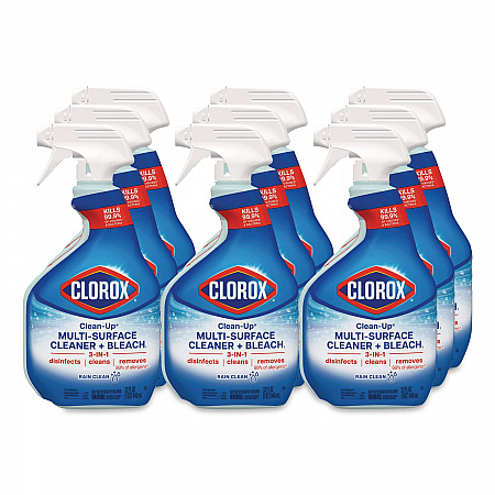 Clean-Up Multi-Surface Cleaner with Bleach, Rain Clean Scent, 32 oz Spray Bottle,9/Carton (30197)