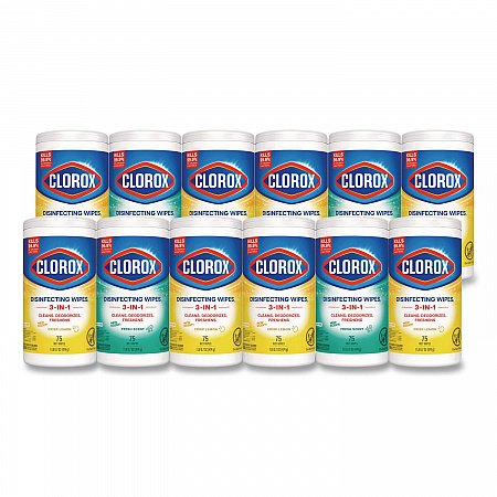 Disinfecting Wipes, Bleach Free Cleaning Wipes, 1-Ply, 7 x 8, Fresh Scent/Citrus Blend, White, 75/Canister, 3/Pack, 4/Carton (30208)