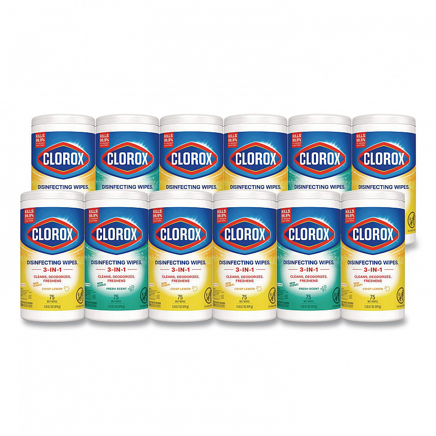 Disinfecting Wipes, Bleach Free Cleaning Wipes, 1-Ply, 7 x 8, Fresh Scent/Citrus Blend, White, 75/Canister, 3/Pack, 4/Carton (30208)