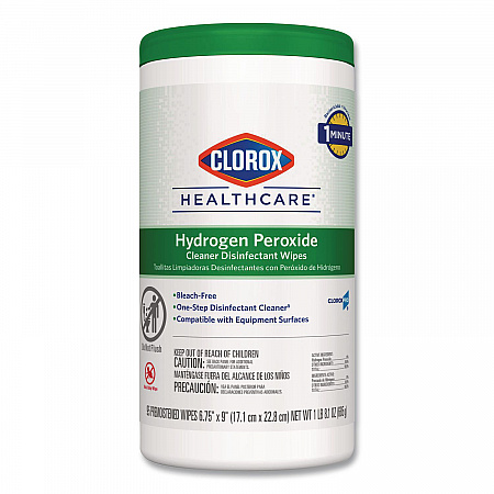 Hydrogen Peroxide Cleaner Disinfectant Wipes, 6.75 x 9, White, 95/Canister (30824EA)