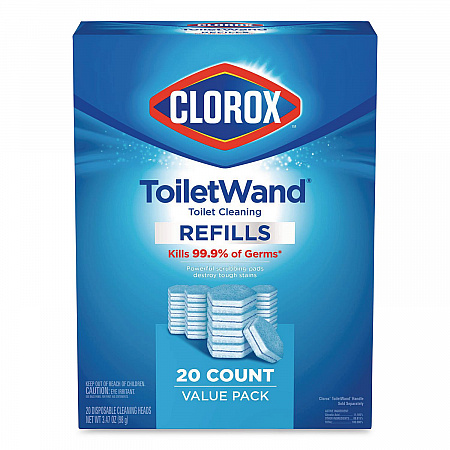 ToiletWand Toilet Cleaning Refills, Toilet Cleaning Scrubbing Pads, Blue/White, 20/Pack (31049)