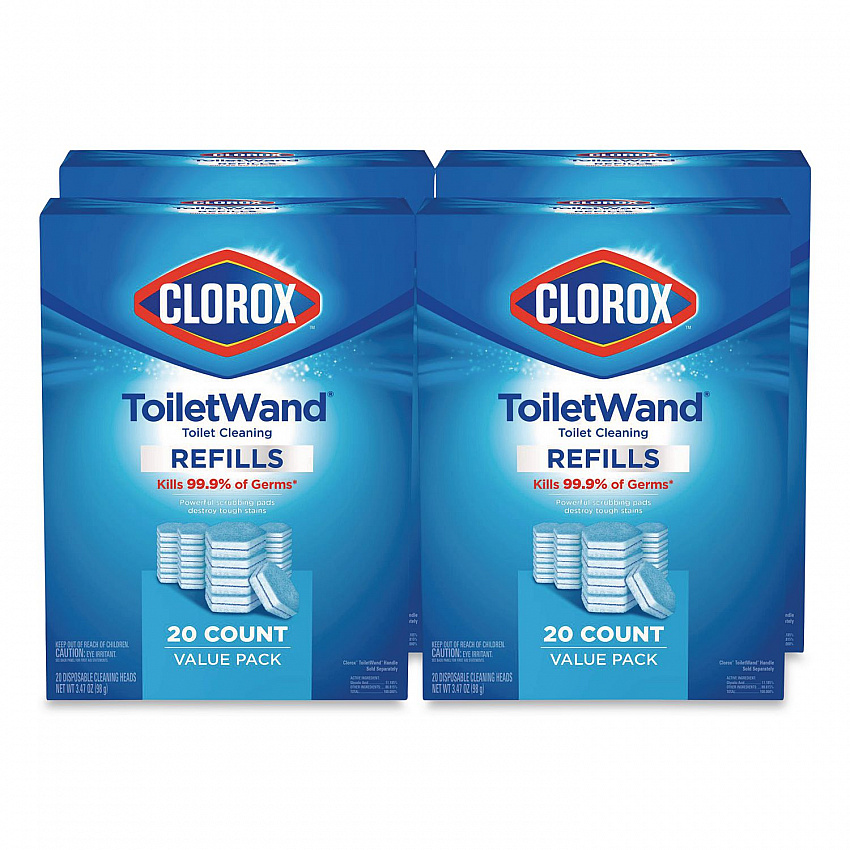 ToiletWand Toilet Cleaning Refills, Disinfecting Scrubbing Pads, 20 Count, 4/Carton (31049CT)