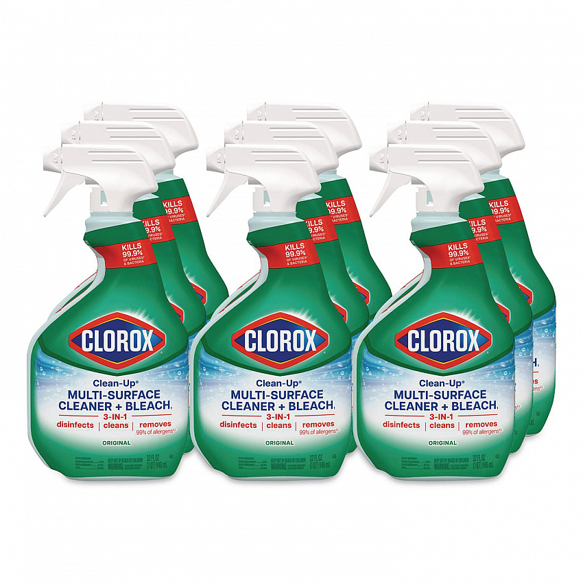 Clean-Up Multi-Surface Cleaner with Bleach, Original Scent, 32 oz Spray Bottle, 9/Carton (31221)