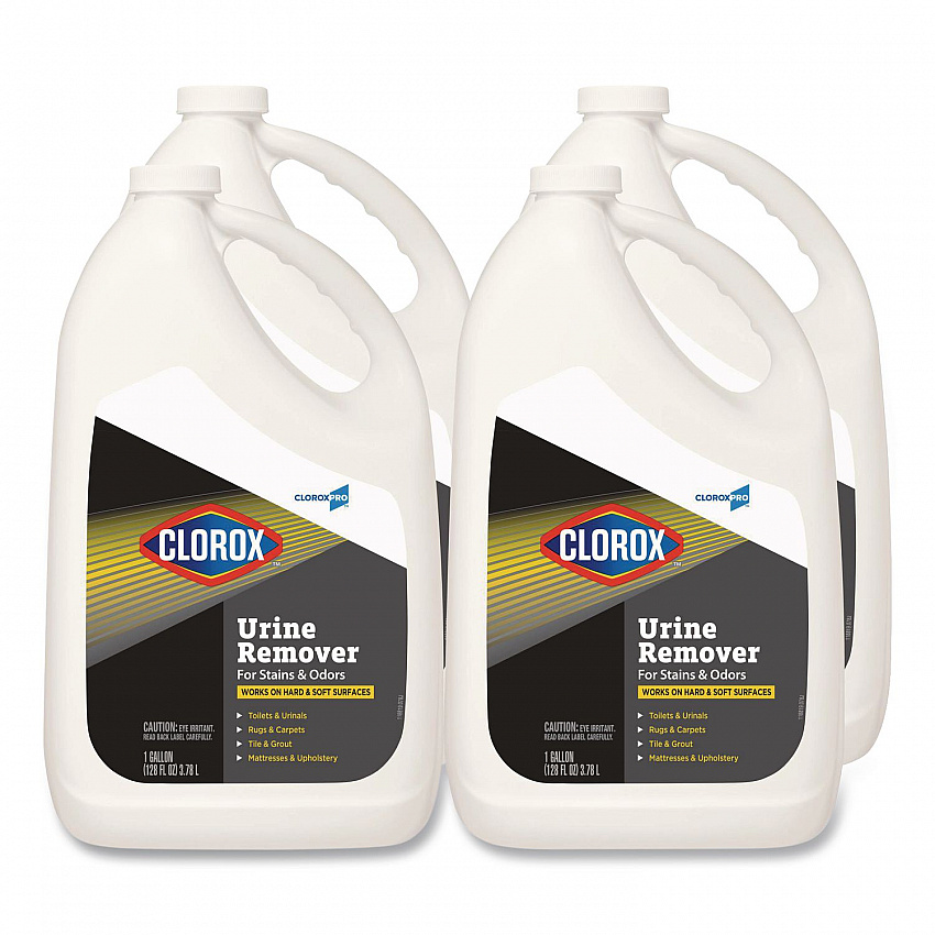 CloroxPro Urine Remover for Stains and Odors, Clean Floral Scent, 128 oz Refill Bottle, 4/Carton (31351CT)