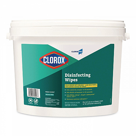 CloroxPro Disinfecting Wipes, 1-Ply, 7 x 8, Fresh Scent, White, 700/Bucket (31547)
