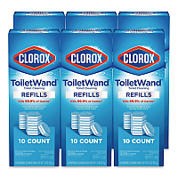 ToiletWand Toilet Cleaning Refills, Toilet Cleaning Scrubbing Pads, Blue/White, 10/Pack, 6 Packs/Carton (31620)