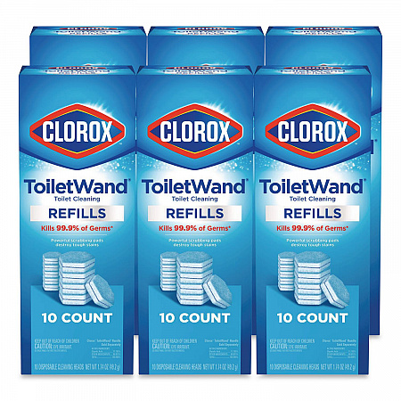 ToiletWand Toilet Cleaning Refills, Toilet Cleaning Scrubbing Pads, Blue/White, 10/Pack, 6 Packs/Carton (31620)