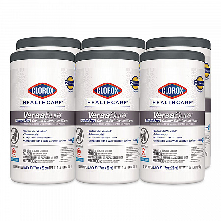 VersaSure Cleaner Disinfectant Wipes, 1-Ply, 6.75 x 8, Fragranced, White, 85/Canister, 6 Canisters/Carton (31757)