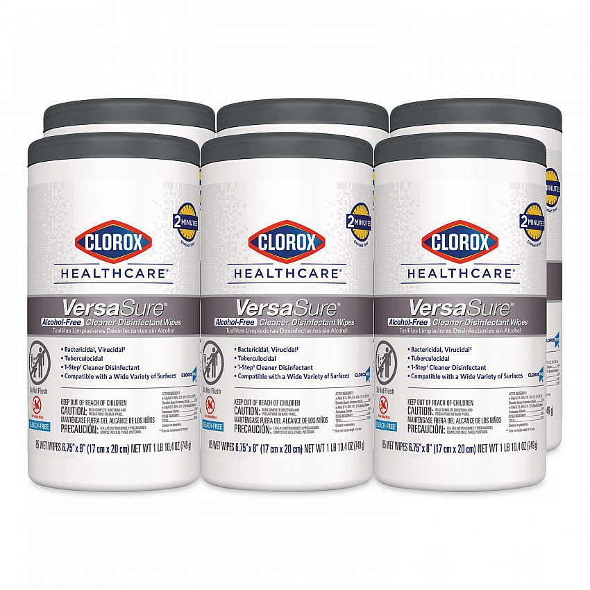 VersaSure Cleaner Disinfectant Wipes, 1-Ply, 6.75 x 8, Fragranced, White, 85/Canister, 6 Canisters/Carton (31757)