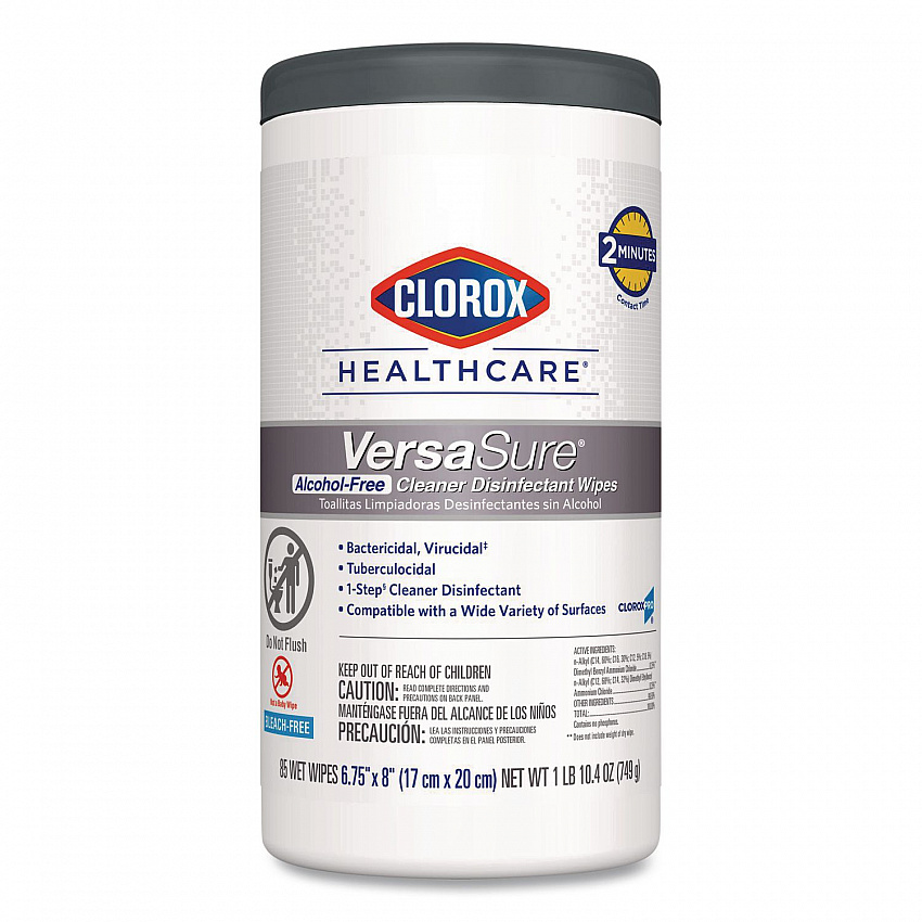 VersaSure Cleaner Disinfectant Wipes, 1-Ply, 6.75 x 8, Original Scent, White, 85 Towels/Can (31757EA)
