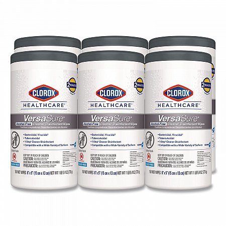 VersaSure Cleaner Disinfectant Wipes, 1-Ply, 6 x 5, Fragranced, White, 150/Canister, 6 Canisters/Carton (31758)
