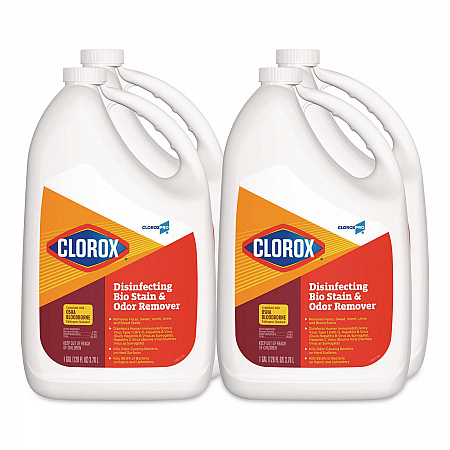 CloroxPro Disinfecting Bio Stain and Odor Remover, Fragranced, 128 oz Refill Bottle, 4/Carton (31910)