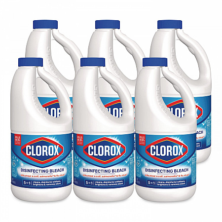 Concentrated Regular Disinfecting Bleach, Unscented, 43 oz Bottle, 6/Carton (32260)