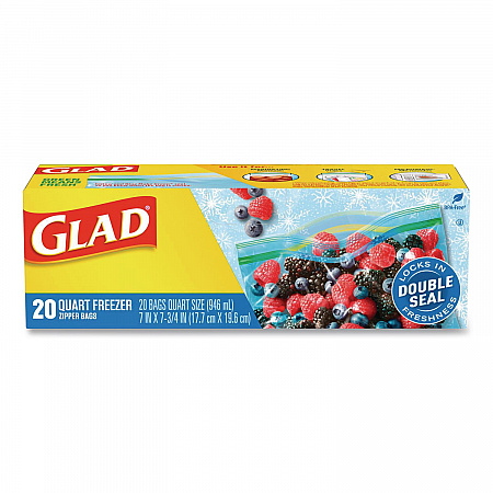 Zipper Food Storage Plastic Bags, Freezer Bags, Quart Size, 7.75 x 8.44, Clear, 20 Bags/Box, 12 Boxes/Carton (57035)