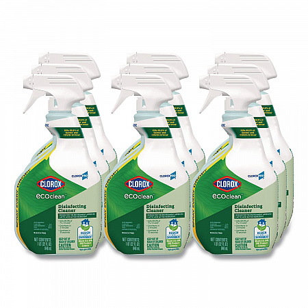 Clorox Pro EcoClean Disinfecting Cleaner, Unscented, 32 oz Spray Bottle, 9/Carton (60213CT)