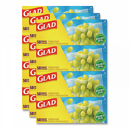 Zipper Food Storage Plastic Bags, Snack Size, 3.25 x 6.63 x 9.31, Clear, 50 Bags/Box, 12 Boxes/Carton (60741)