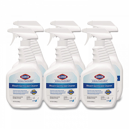 Bleach Germicidal Cleaner, Unscented, 32 oz Spray Bottle, 6/Carton (68970)