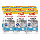 ForceFlex MaxStrength Tall Kitchen Drawstring Trash Bags, 13 gal, Fresh Clean Scent, 24 x 28, White, 34/Box, 6 Boxes/Carton (70320)