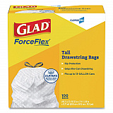 CloroxPro ForceFlex Tall Kitchen Drawstring Trash Bags, 13 gal, 24 x 27.38, Gray, 100/Box (78526)